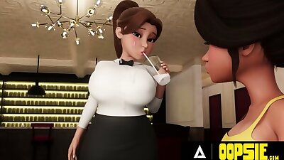 OOPSIE  Waitress Gets Mouth And Ass Filled With Cum During Service! 3D CARTOON PORN!