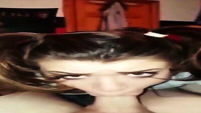 Cute Brunette Teen With Pigtails Sucks A Dick In POV After School